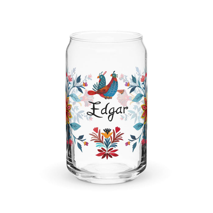 Edgar Exclusive Name Art Piece Can-Shaped Glass Home Office Work Mexican Spanish Pride Gift Cup One-Of-A-Kind Calligraphy Glass | E12 Mexicada 16 oz