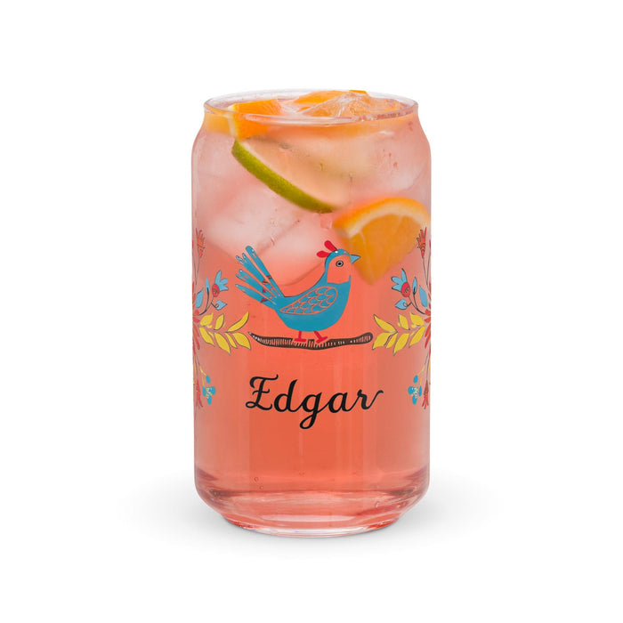 Edgar Exclusive Name Art Piece Can-Shaped Glass Home Office Work Mexican Spanish Pride Gift Cup One-Of-A-Kind Calligraphy Glass | E14 Mexicada