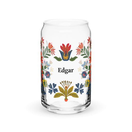 Edgar Exclusive Name Art Piece Can-Shaped Glass Home Office Work Mexican Spanish Pride Gift Cup One-Of-A-Kind Calligraphy Glass | E15 Mexicada 16 oz