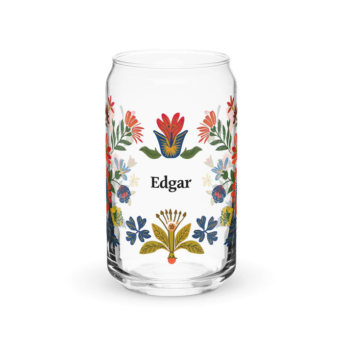 Edgar Exclusive Name Art Piece Can-Shaped Glass Home Office Work Mexican Spanish Pride Gift Cup One-Of-A-Kind Calligraphy Glass | E15 Mexicada 16 oz