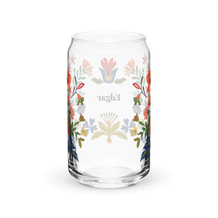 Edgar Exclusive Name Art Piece Can-Shaped Glass Home Office Work Mexican Spanish Pride Gift Cup One-Of-A-Kind Calligraphy Glass | E15 Mexicada