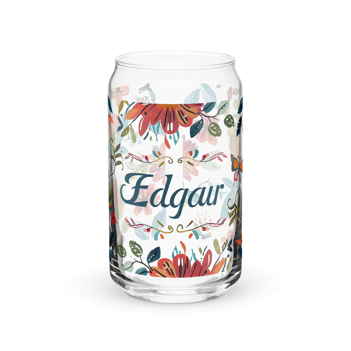 Edgar Exclusive Name Art Piece Can-Shaped Glass Home Office Work Mexican Spanish Pride Gift Cup One-Of-A-Kind Calligraphy Glass | E20 Mexicada 16 oz