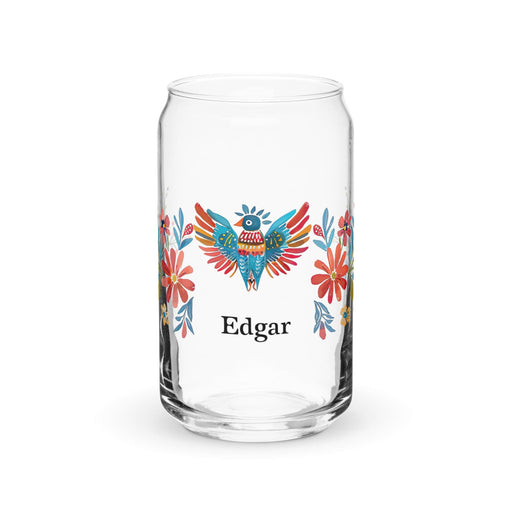 Edgar Exclusive Name Art Piece Can-Shaped Glass Home Office Work Mexican Spanish Pride Gift Cup One-Of-A-Kind Calligraphy Glass | E24 Mexicada 16 oz