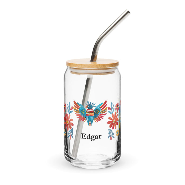 Edgar Exclusive Name Art Piece Can-Shaped Glass Home Office Work Mexican Spanish Pride Gift Cup One-Of-A-Kind Calligraphy Glass | E24 Mexicada 16 oz With Lid & Straw