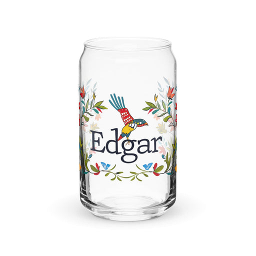 Edgar Exclusive Name Art Piece Can-Shaped Glass Home Office Work Mexican Spanish Pride Gift Cup One-Of-A-Kind Calligraphy Glass | E25 Mexicada 16 oz