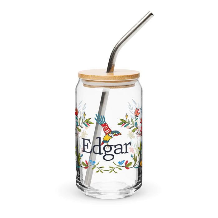 Edgar Exclusive Name Art Piece Can-Shaped Glass Home Office Work Mexican Spanish Pride Gift Cup One-Of-A-Kind Calligraphy Glass | E25 Mexicada 16 oz With Lid & Straw