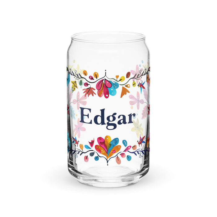 Edgar Exclusive Name Art Piece Can-Shaped Glass Home Office Work Mexican Spanish Pride Gift Cup One-Of-A-Kind Calligraphy Glass | E27 Mexicada 16 oz (No Lid No Straw)