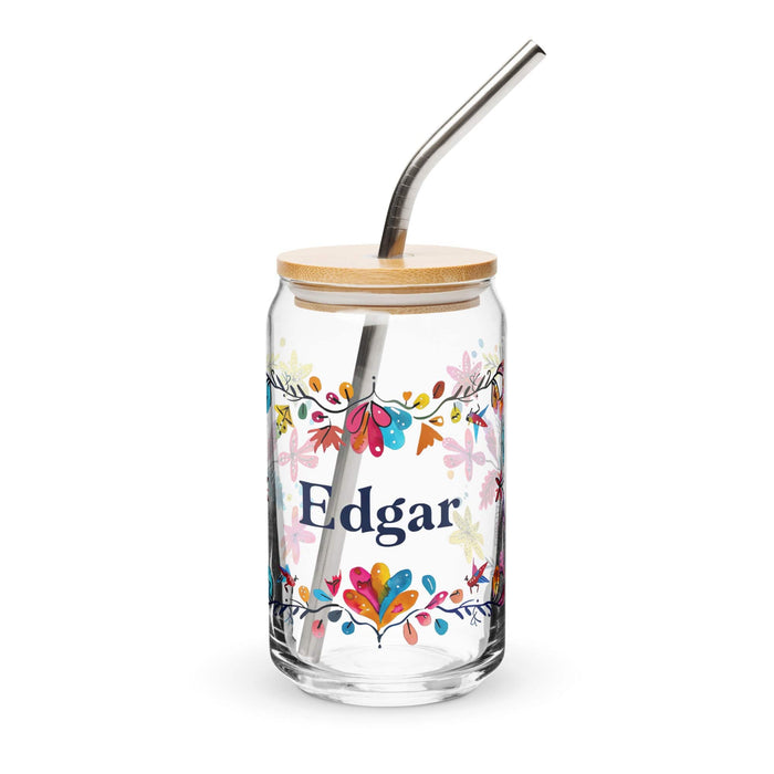 Edgar Exclusive Name Art Piece Can-Shaped Glass Home Office Work Mexican Spanish Pride Gift Cup One-Of-A-Kind Calligraphy Glass | E27 Mexicada 16 oz With Lid & Straw