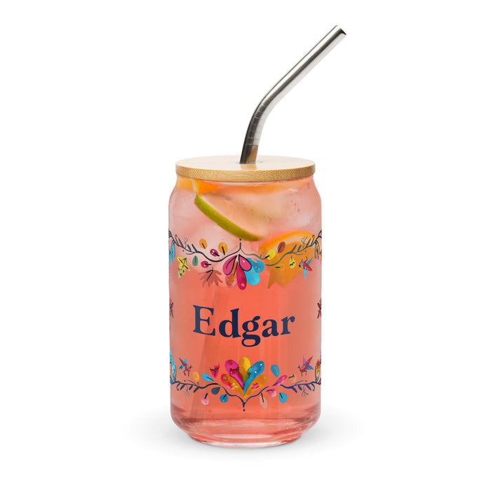 Edgar Exclusive Name Art Piece Can-Shaped Glass Home Office Work Mexican Spanish Pride Gift Cup One-Of-A-Kind Calligraphy Glass | E27 Mexicada