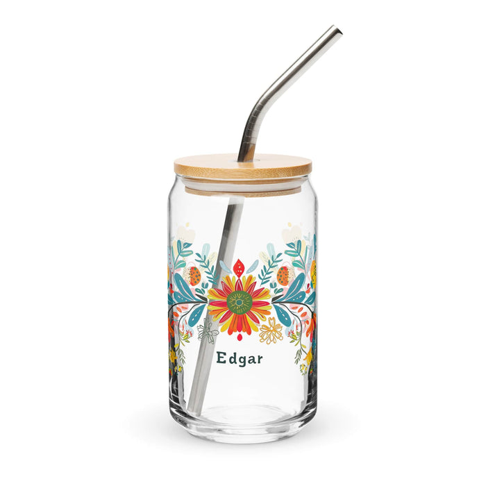 Edgar Exclusive Name Art Piece Can-Shaped Glass Home Office Work Mexican Spanish Pride Gift Cup One-Of-A-Kind Calligraphy Glass | E3 Mexicada 16 oz With Lid & Straw