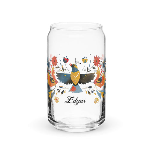 Edgar Exclusive Name Art Piece Can-Shaped Glass Home Office Work Mexican Spanish Pride Gift Cup One-Of-A-Kind Calligraphy Glass | E30 Mexicada 16 oz