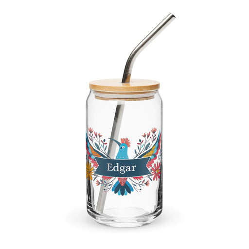 Edgar Exclusive Name Art Piece Can-Shaped Glass Home Office Work Mexican Spanish Pride Gift Cup One-Of-A-Kind Calligraphy Glass | E5 Mexicada 16 oz With Lid & Straw
