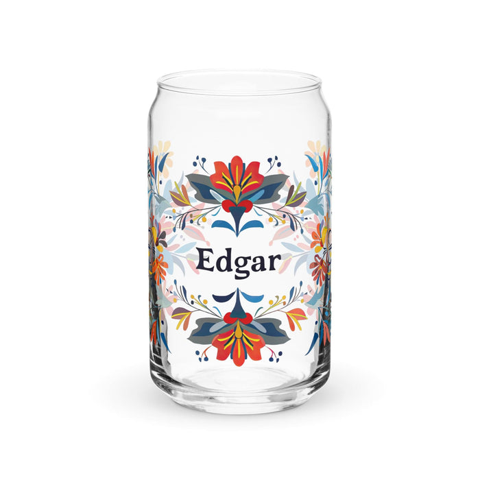 Edgar Exclusive Name Art Piece Can-Shaped Glass Home Office Work Mexican Spanish Pride Gift Cup One-Of-A-Kind Calligraphy Glass | E6 Mexicada 16 oz