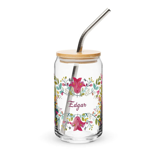 Edgar Exclusive Name Art Piece Can-Shaped Glass Home Office Work Mexican Spanish Pride Gift Cup One-Of-A-Kind Calligraphy Glass | E8 Mexicada 16 oz With Lid & Straw