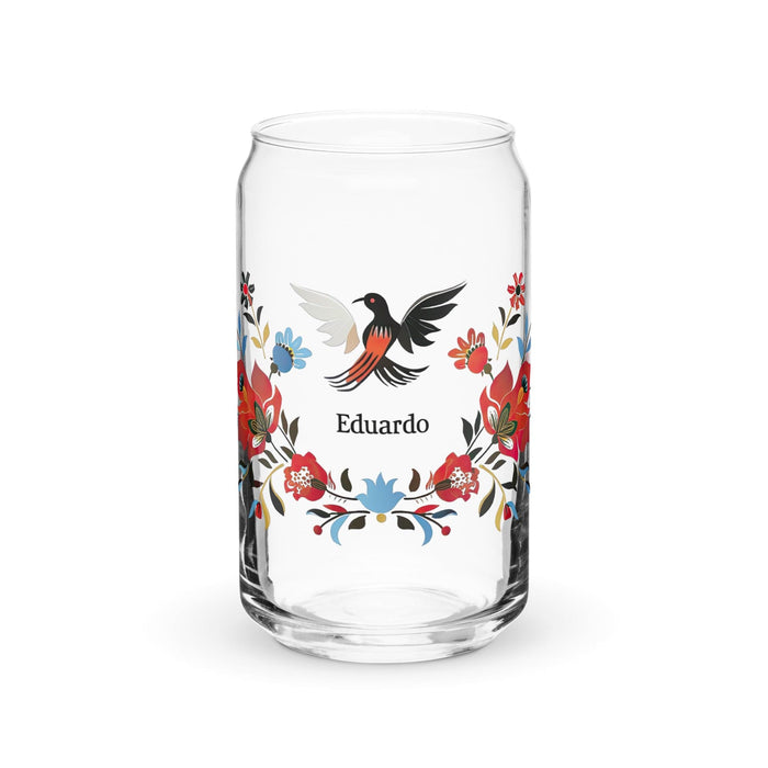 Eduardo Exclusive Name Art Piece Can-Shaped Glass Home Office Work Mexican Spanish Pride Gift Cup One-Of-A-Kind Calligraphy Glass | E4 Mexicada 16 oz (No Lid No Straw)