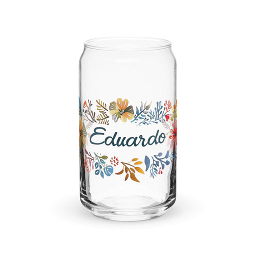 Eduardo Exclusive Name Art Piece Can-Shaped Glass Home Office Work Mexican Spanish Pride Gift Cup One-Of-A-Kind Calligraphy Glass | E6 Mexicada 16 oz