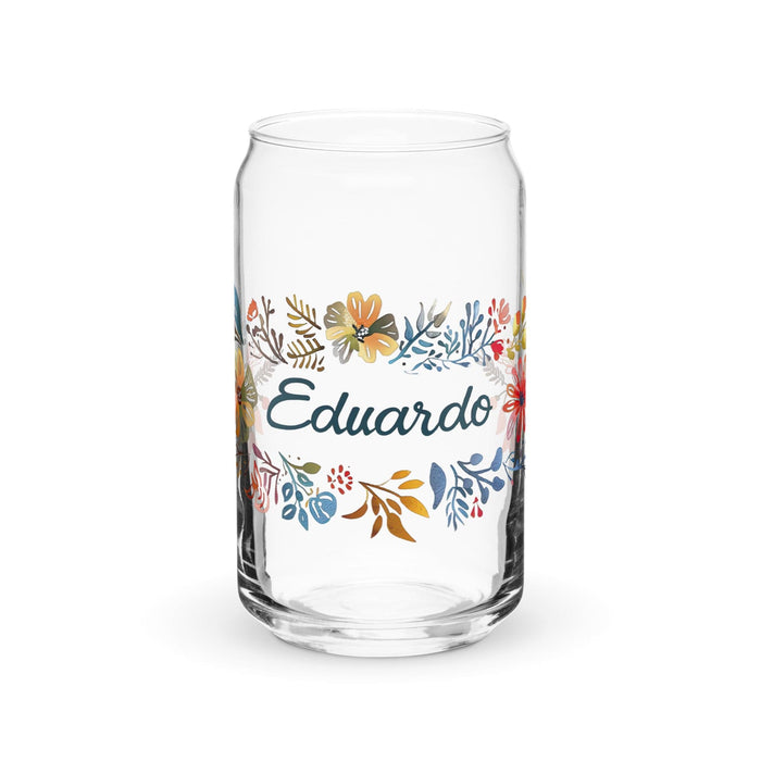 Eduardo Exclusive Name Art Piece Can-Shaped Glass Home Office Work Mexican Spanish Pride Gift Cup One-Of-A-Kind Calligraphy Glass | E6 Mexicada 16 oz