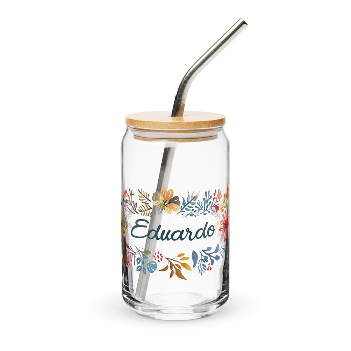 Eduardo Exclusive Name Art Piece Can-Shaped Glass Home Office Work Mexican Spanish Pride Gift Cup One-Of-A-Kind Calligraphy Glass | E6 Mexicada 16 oz With Lid & Straw