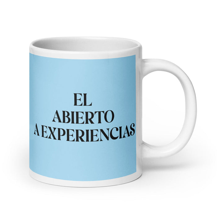 El Abierto A Experiencias The Open To Experiences Funny Home Office Work Coffee Mug Mexican Spanish Pride Gift White Glossy Cup Sky Blue Card Mug Mexicada 20 oz