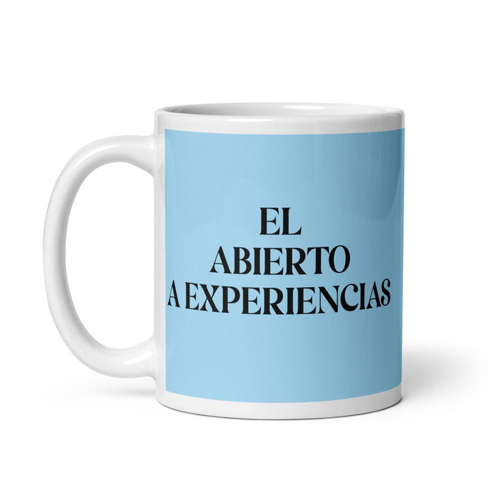 El Abierto A Experiencias The Open To Experiences Funny Home Office Work Coffee Mug Mexican Spanish Pride Gift White Glossy Cup Sky Blue Card Mug Mexicada