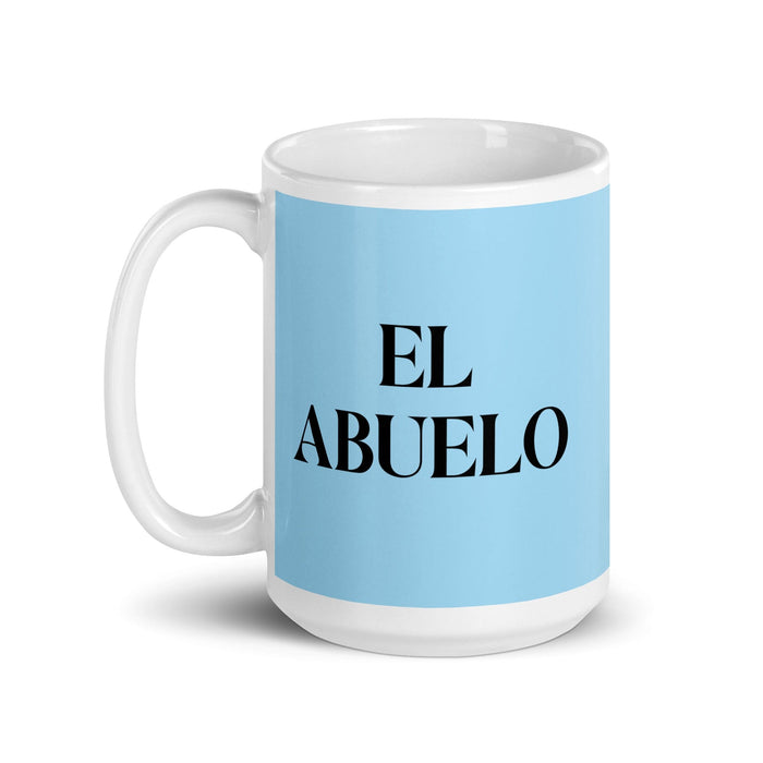 El Abuelo The Grandmother / The Grandfather Funny Home Office Work Coffee Mug Mexican Spanish Pride Gift White Glossy Cup Sky Blue Card Mug Mexicada