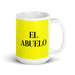 El Abuelo The Grandmother / The Grandfather Funny Home Office Work Coffee Mug Mexican Spanish Pride Gift White Glossy Cup Yellow Card Mug Mexicada 15 oz