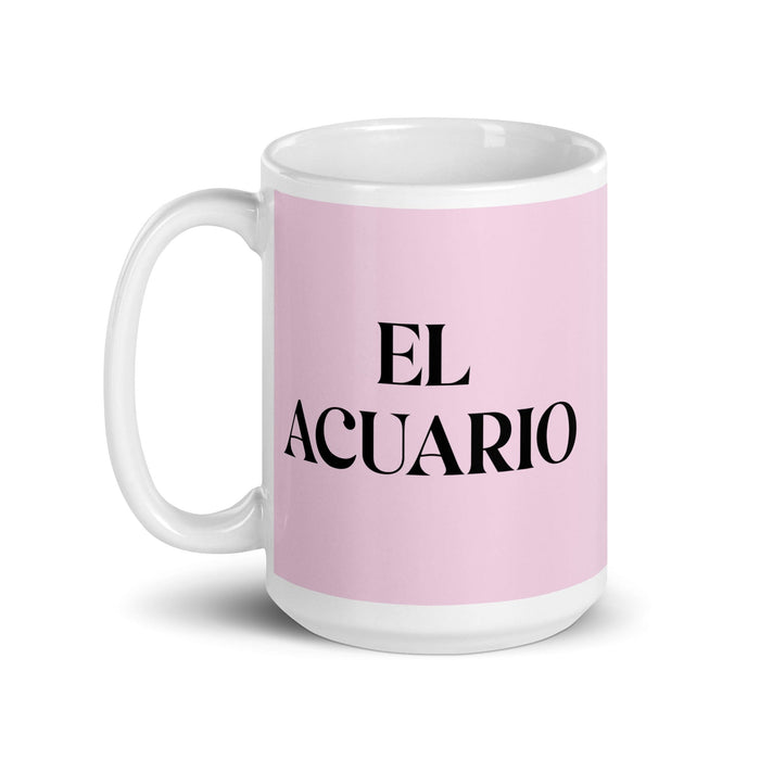 El Acuario The Aquarius Funny Home Office Work Coffee Mug Mexican Spanish Pride Gift White Glossy Cup Light Pink Card Mug Mexicada