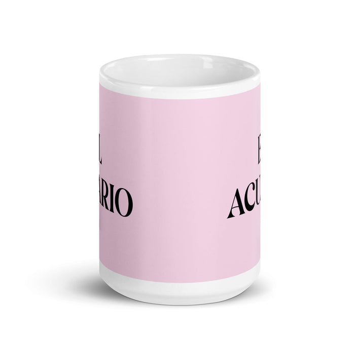 El Acuario The Aquarius Funny Home Office Work Coffee Mug Mexican Spanish Pride Gift White Glossy Cup Light Pink Card Mug Mexicada