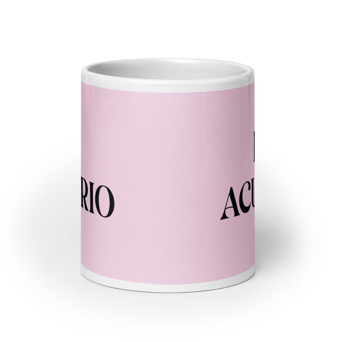 El Acuario The Aquarius Funny Home Office Work Coffee Mug Mexican Spanish Pride Gift White Glossy Cup Light Pink Card Mug Mexicada