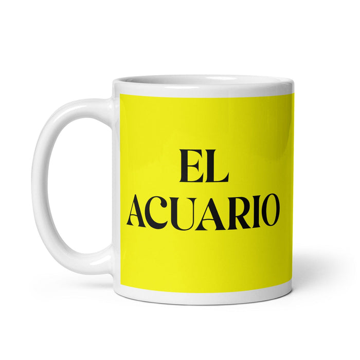 El Acuario The Aquarius Funny Home Office Work Coffee Mug Mexican Spanish Pride Gift White Glossy Cup Yellow Card Mug Mexicada