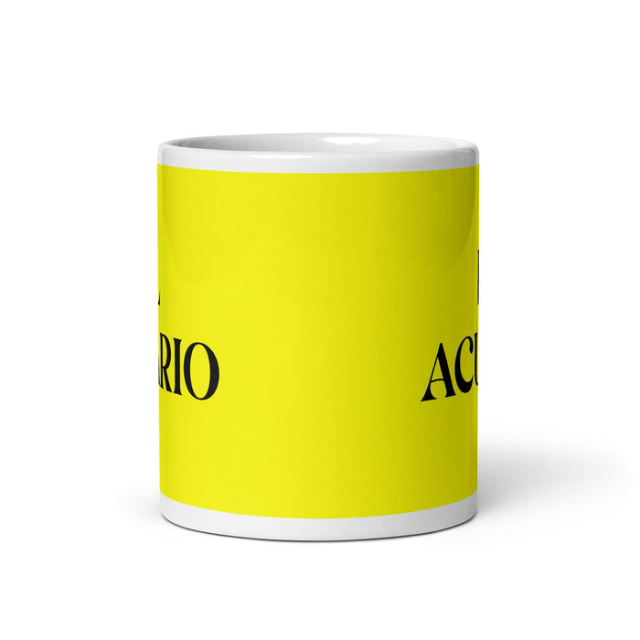 El Acuario The Aquarius Funny Home Office Work Coffee Mug Mexican Spanish Pride Gift White Glossy Cup Yellow Card Mug Mexicada