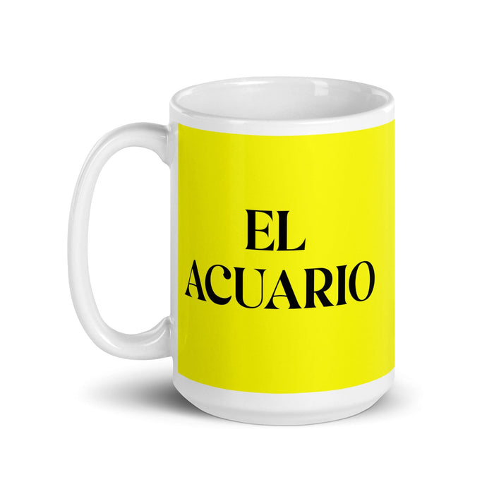 El Acuario The Aquarius Funny Home Office Work Coffee Mug Mexican Spanish Pride Gift White Glossy Cup Yellow Card Mug Mexicada