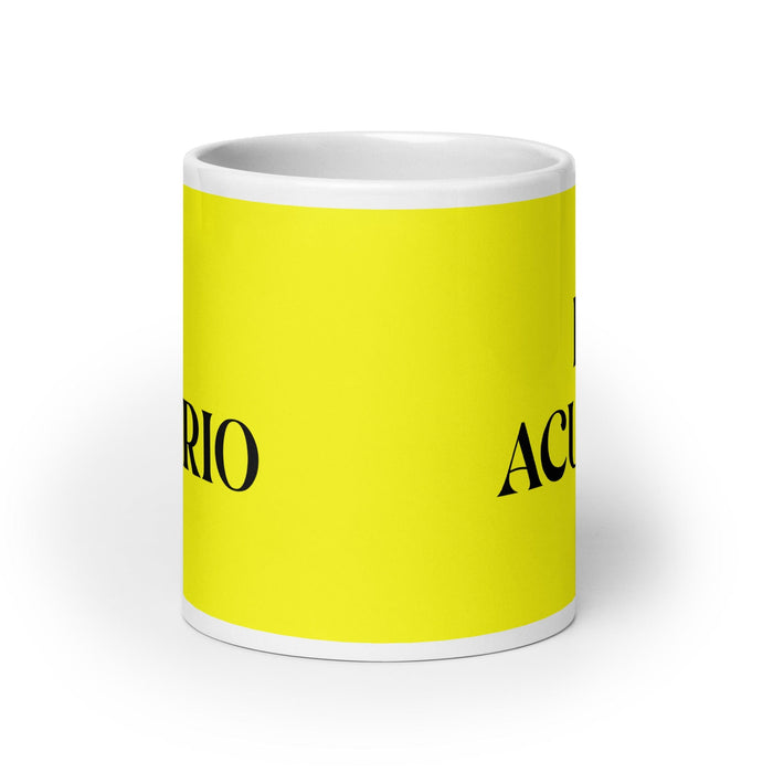 El Acuario The Aquarius Funny Home Office Work Coffee Mug Mexican Spanish Pride Gift White Glossy Cup Yellow Card Mug Mexicada