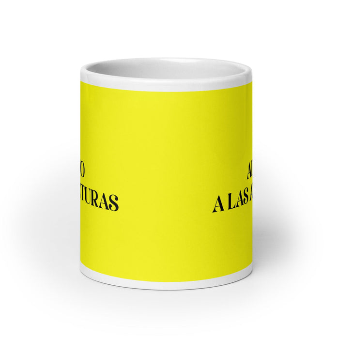 El Adicto A Las Aventuras The Adventure Addict Funny Home Office Work Coffee Mug Mexican Spanish Pride Gift White Glossy Cup Yellow Card Mug Mexicada