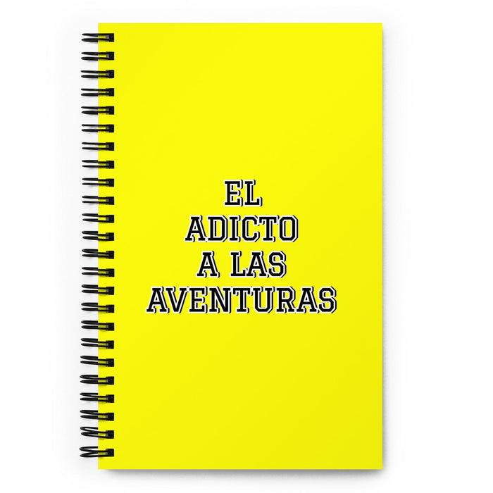 El Adicto A Las Aventuras The Adventure Addict | Yellow Spiral Notebook, 140 Dotted Sheets | Funny Gift Idea Home Office Work | Mexican Spanish Pride Gift Mexicada