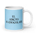 El Adicto Al Chocolate The Chocolate Addict Funny Home Office Work Coffee Mug Mexican Spanish Pride Gift White Glossy Cup Sky Blue Card Mug Mexicada 20 oz