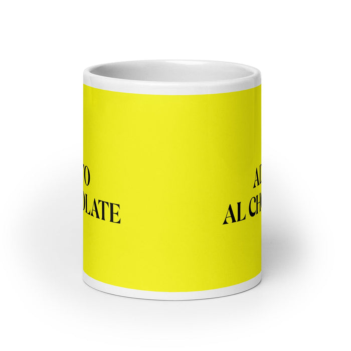 El Adicto Al Chocolate The Chocolate Addict Funny Home Office Work Coffee Mug Mexican Spanish Pride Gift White Glossy Cup Yellow Card Mug Mexicada