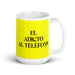 El Adicto Al Teléfono The Phone Addict Funny Home Office Work Coffee Mug Mexican Spanish Pride Gift White Glossy Cup Yellow Card Mug Mexicada 15 oz