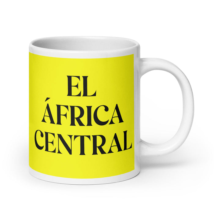 El África Central The Central African Funny Home Office Work Coffee Mug Mexican Spanish Pride Gift White Glossy Cup Yellow Card Mug Mexicada 20 oz