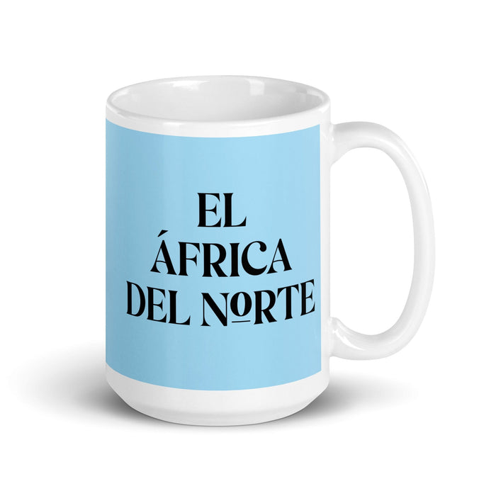 El África Del Norte The North African Funny Home Office Work Coffee Mug Mexican Spanish Pride Gift White Glossy Cup Sky Blue Card Mug Mexicada 15 oz