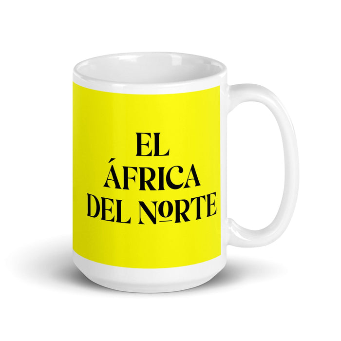 El África Del Norte The North African Funny Home Office Work Coffee Mug Mexican Spanish Pride Gift White Glossy Cup Yellow Card Mug Mexicada 15 oz