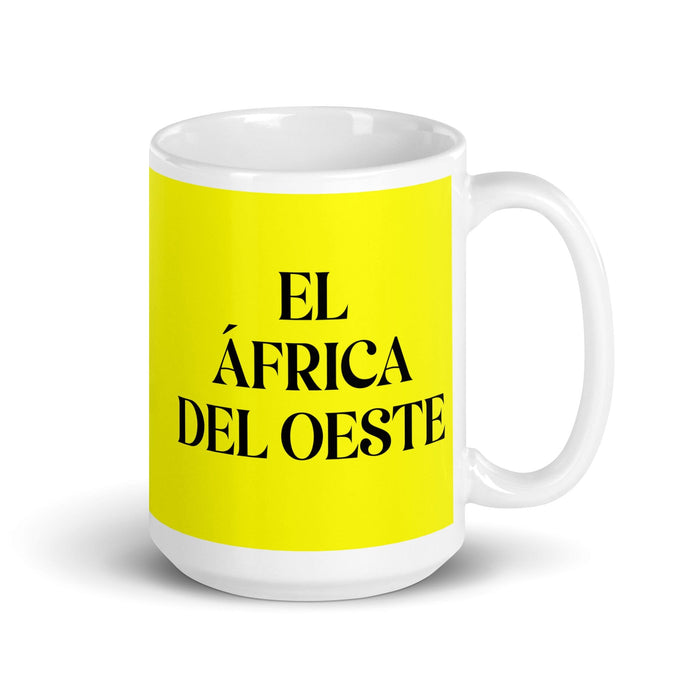 El África Del Oeste The West African Funny Home Office Work Coffee Mug Mexican Spanish Pride Gift White Glossy Cup Yellow Card Mug Mexicada 15 oz