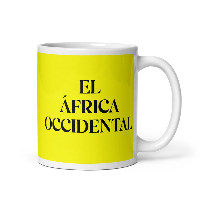 El África Occidental The West African Funny Home Office Work Coffee Mug Mexican Spanish Pride Gift White Glossy Cup Yellow Card Mug Mexicada 11 oz