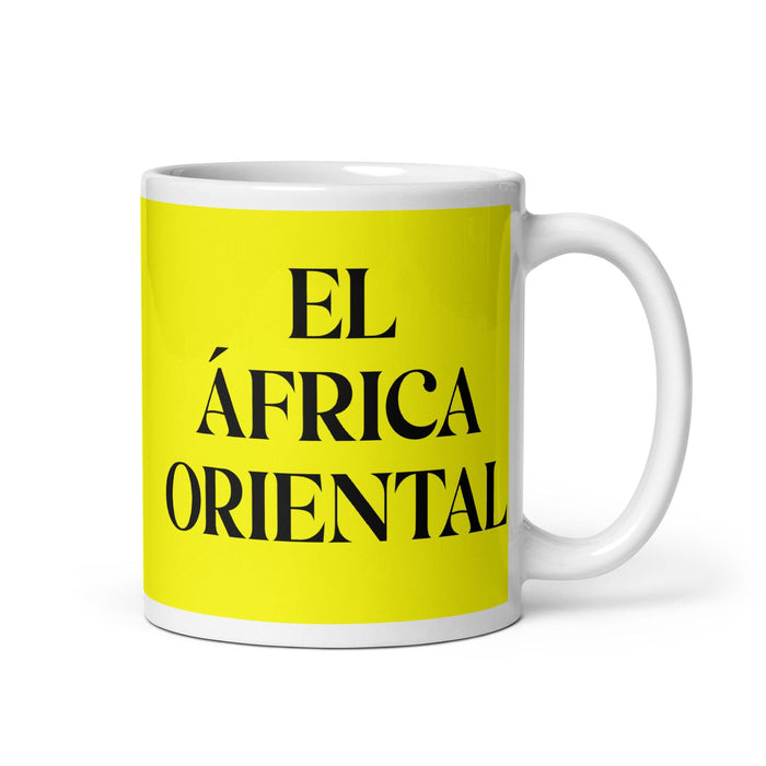 El África Oriental The East African Funny Home Office Work Coffee Mug Mexican Spanish Pride Gift White Glossy Cup Yellow Card Mug Mexicada 11 oz