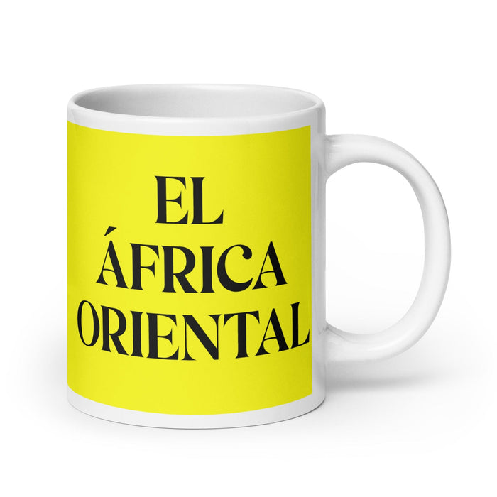 El África Oriental The East African Funny Home Office Work Coffee Mug Mexican Spanish Pride Gift White Glossy Cup Yellow Card Mug Mexicada 20 oz