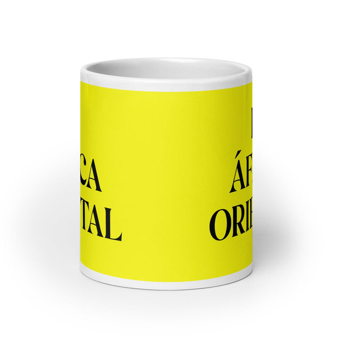 El África Oriental The East African Funny Home Office Work Coffee Mug Mexican Spanish Pride Gift White Glossy Cup Yellow Card Mug Mexicada