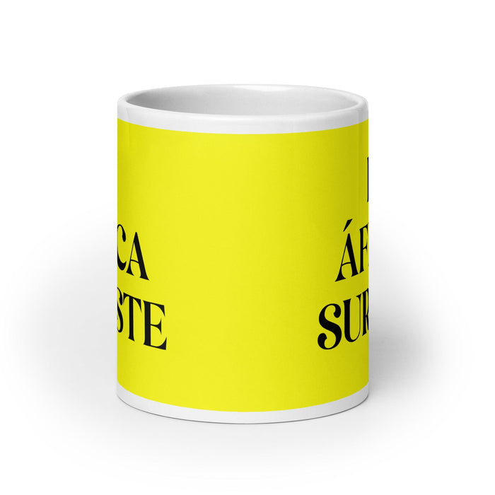 El África Sureste The Southeast African Funny Home Office Work Coffee Mug Mexican Spanish Pride Gift White Glossy Cup Yellow Card Mug Mexicada