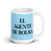 El Agente De Bolsa The Stockbroker Funny Home Office Work Coffee Mug Mexican Spanish Pride Gift White Glossy Cup Sky Blue Card Mug Mexicada 15 oz