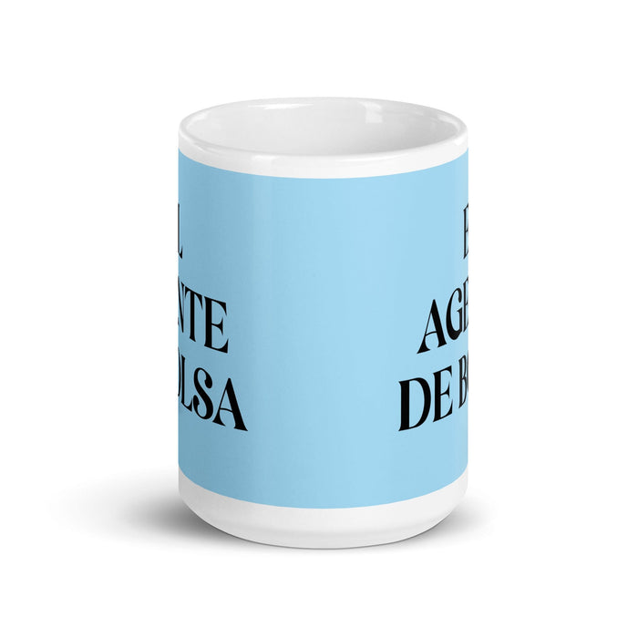 El Agente De Bolsa The Stockbroker Funny Home Office Work Coffee Mug Mexican Spanish Pride Gift White Glossy Cup Sky Blue Card Mug Mexicada