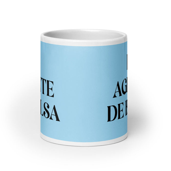 El Agente De Bolsa The Stockbroker Funny Home Office Work Coffee Mug Mexican Spanish Pride Gift White Glossy Cup Sky Blue Card Mug Mexicada